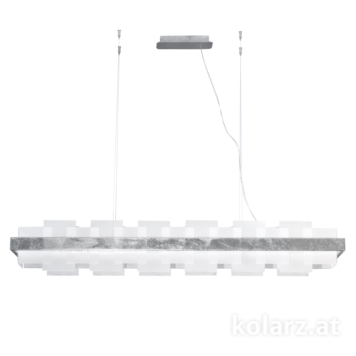 KOLARZ-Austrolux LeuchtenLampadario RETTANGOLO, foglia d'argento lunghezza 155 cm, altezza 262 cm, altezza min. 29 cm, 1 luce, LED, 42,2 W