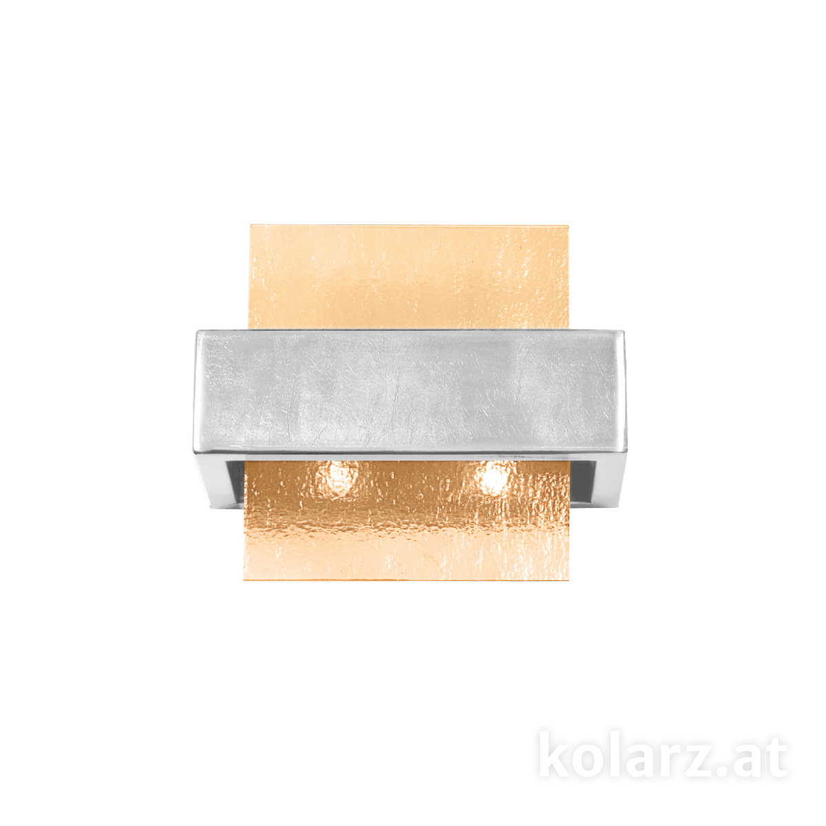 KOLARZ-Austrolux LeuchtenApplique RETTANGOLO, argento a foglia larghezza 21 cm, altezza max. 17 cm, sporgenza 11 cm, 2 luci, G9, 20 W