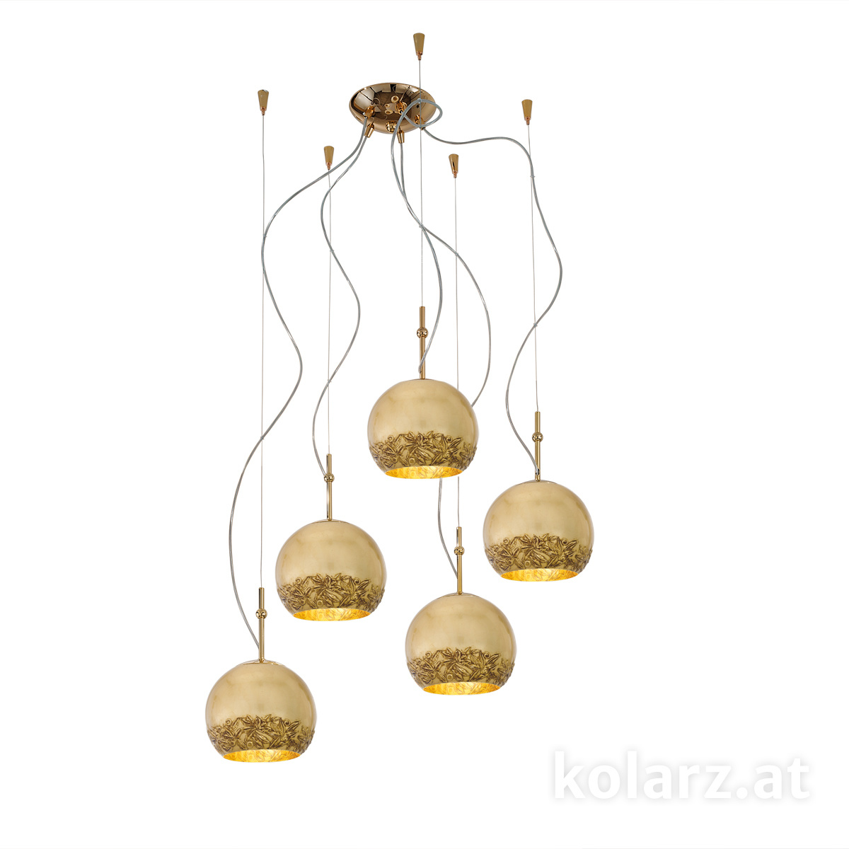 KOLARZ-Austrolux LeuchtenLampada a sospensione LUNA, Oro 24K, Liberta Oro/Bianco D 100 cm, altezza max. 200 cm, 5 luci, E27, 60 W