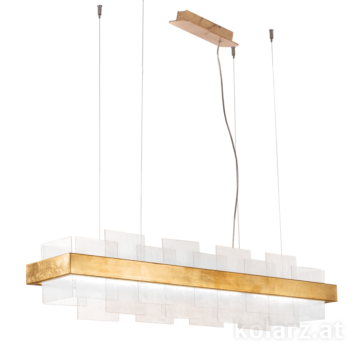 KOLARZ-Austrolux Leuchten - 6040.80131/W - Lampadario RETTANGOLO, foglia oro lunghezza 110,6 cm, altezza 262 cm, altezza min. 29 cm, 1 luce, LED, 32,8 W
