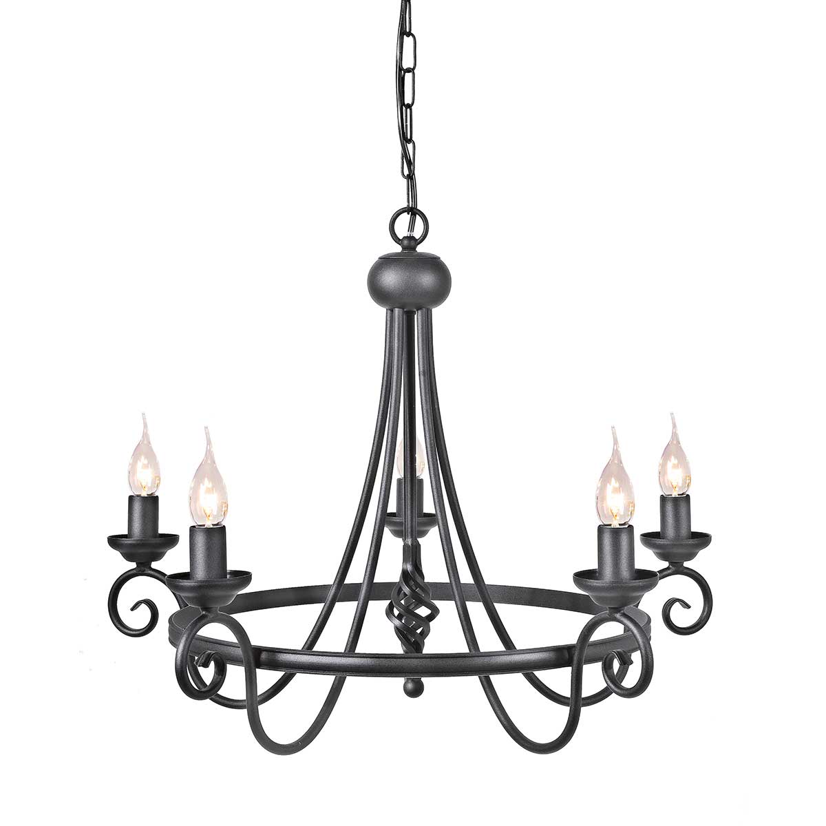 Elstead - HR5-BLACK - Lampadario Harlech a 5 luci - Nero