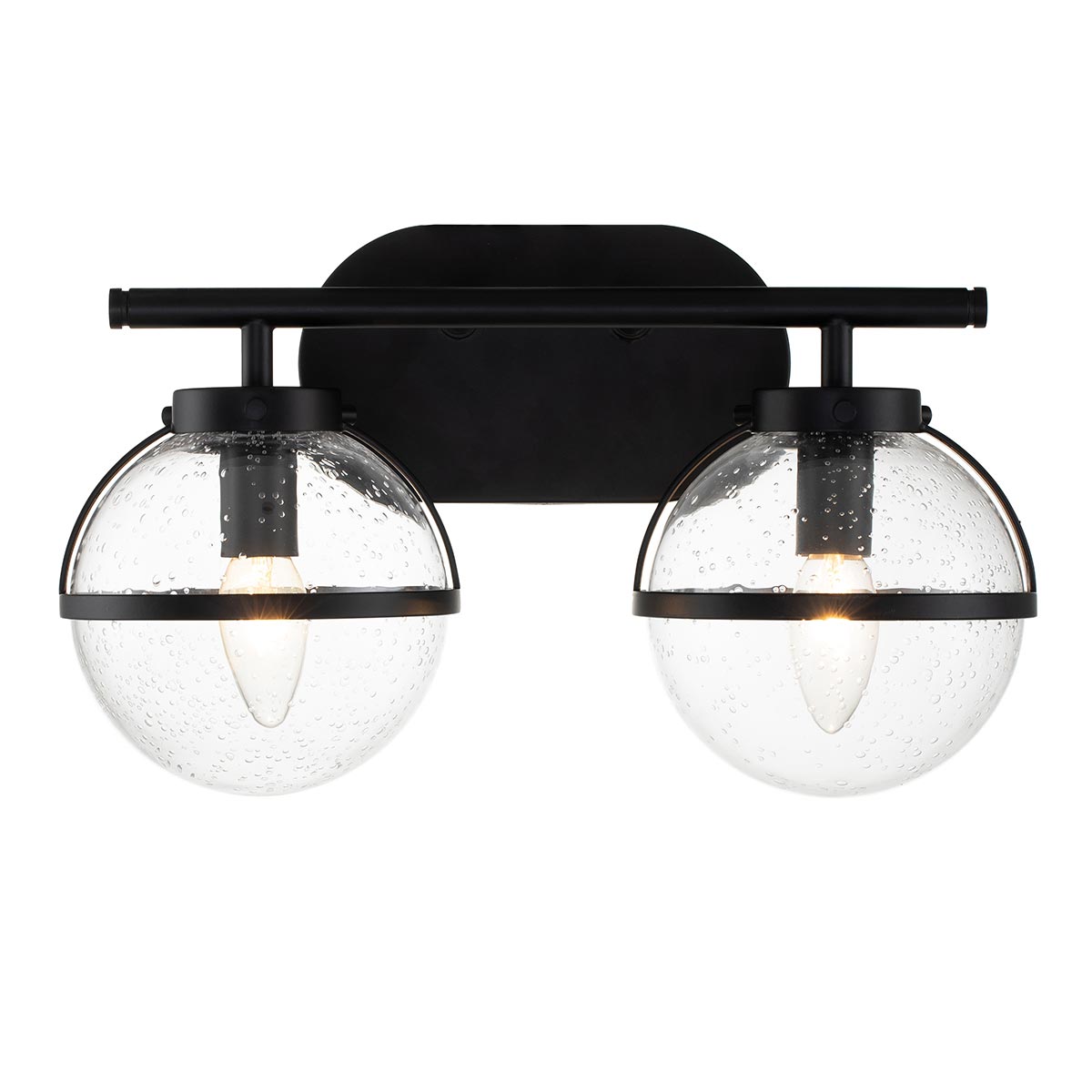 Elstead - HK-HOLLIS2-C-BK-BATH - Hollis 2 Light Applique da parete - Nero, Acciaio, vetro trasparente seghettato