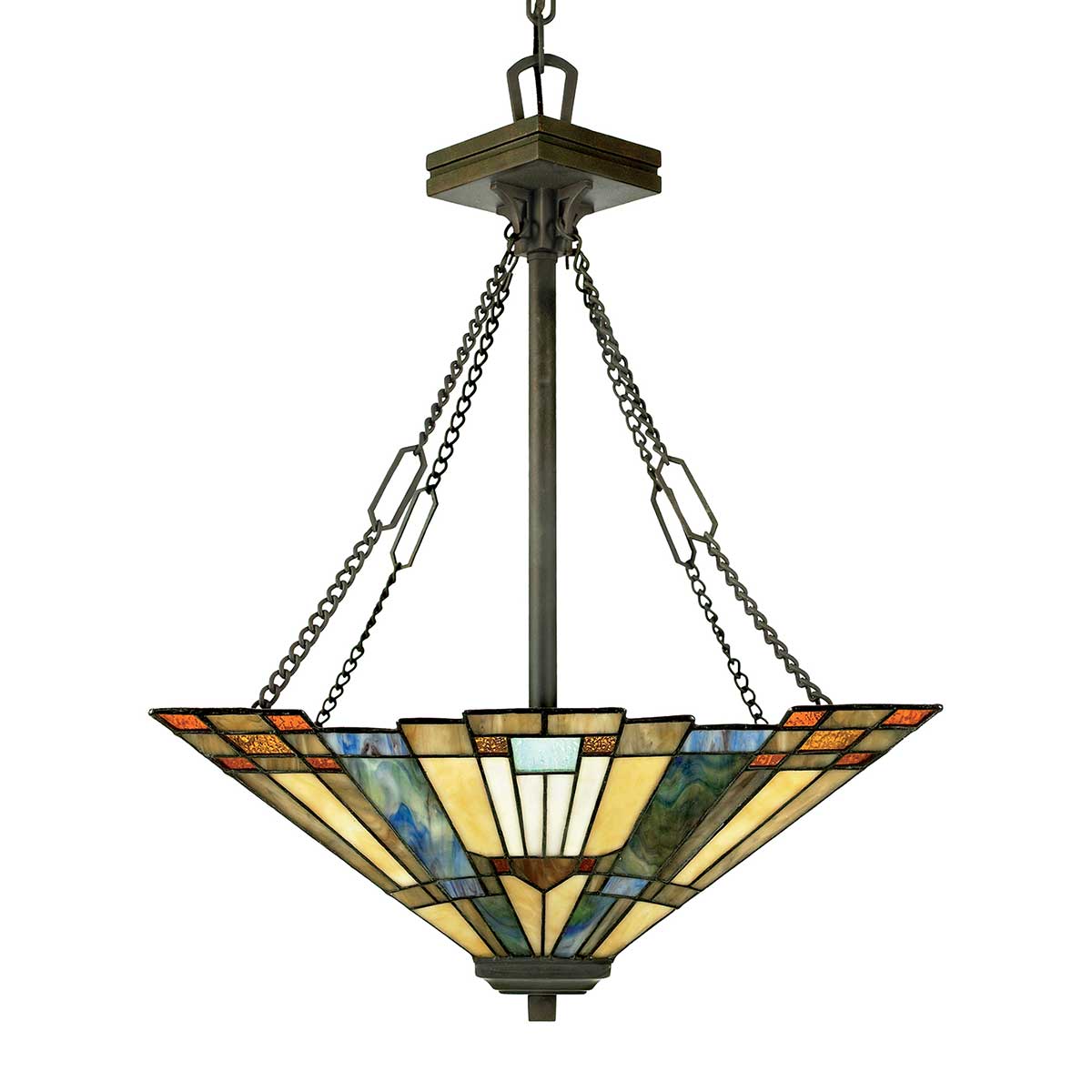 Elstead - QZ-INGLENOOK-P-B - Inglenook 3 lampadario a sospensione luminoso - B - Valiant Bronze
