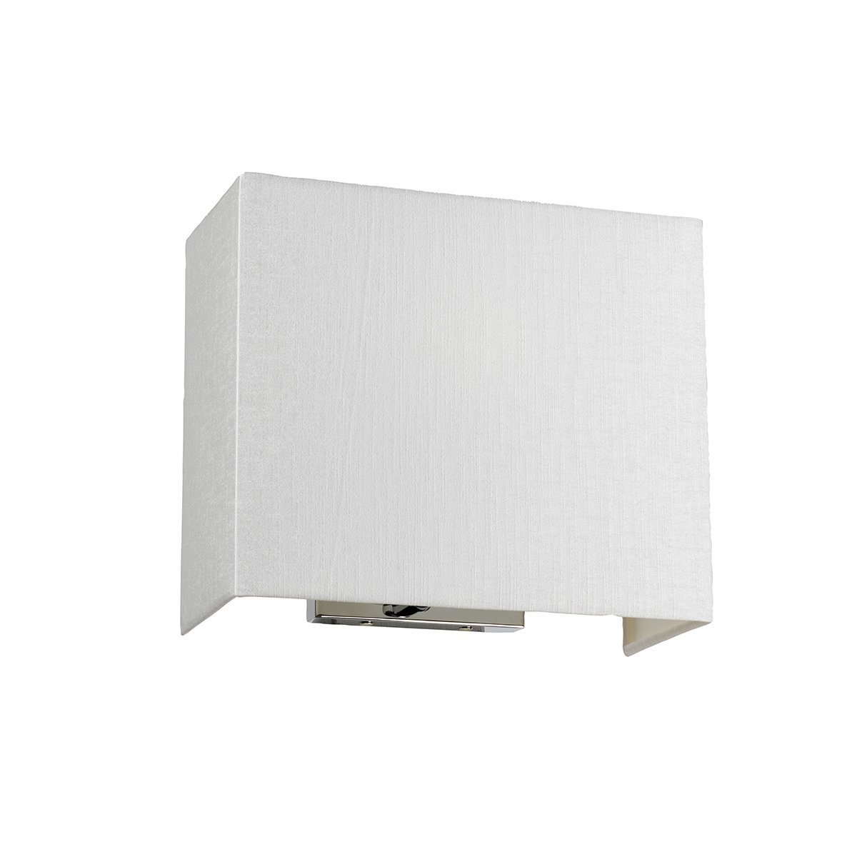 ElsteadApplique da parete rettangolare media Riley con piastra posteriore in cromo lucido e paralume avorio