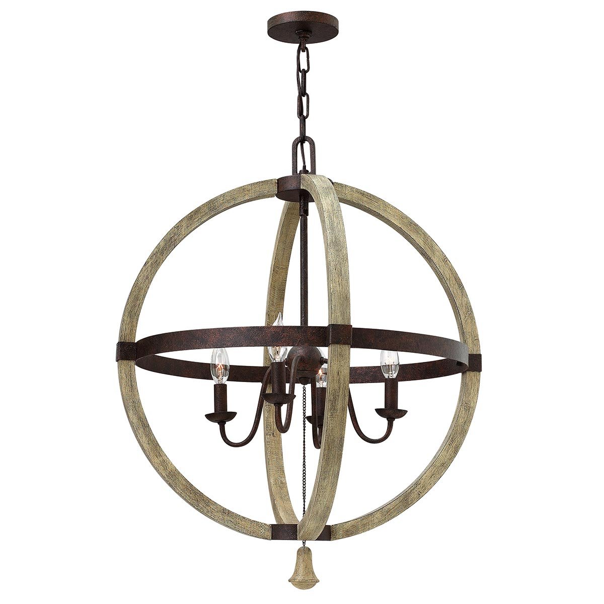ElsteadMiddlefield lampadario a 4 luci - ferro ruggine
