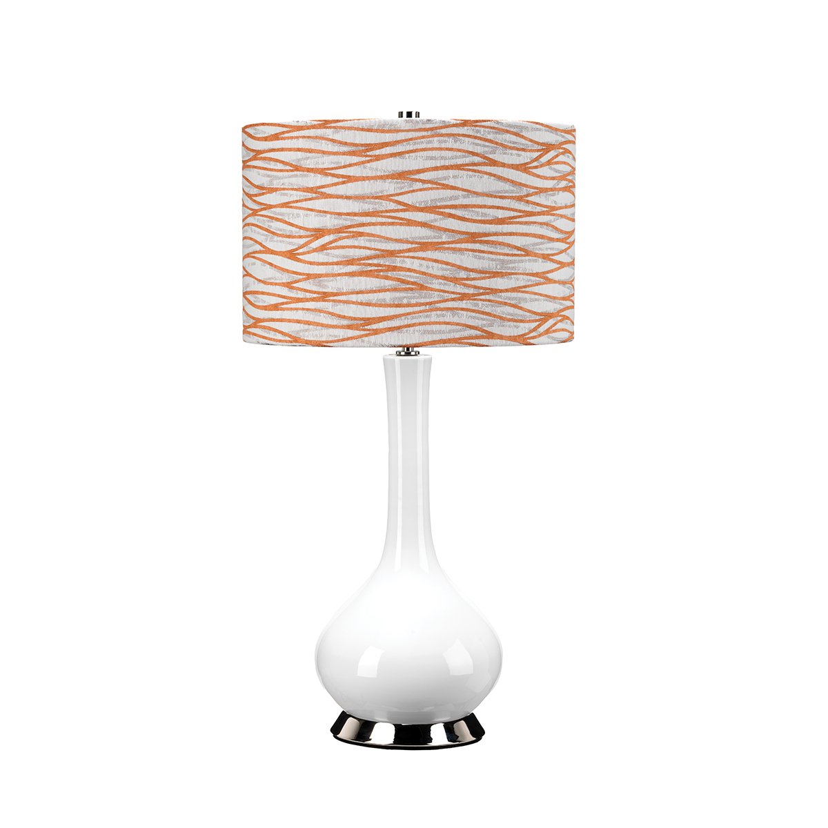 Elstead - MILO-PN-TL-LORA - Milo Lampada da tavolo a 1 luce - Nichel lucido, Bianco, Arancione