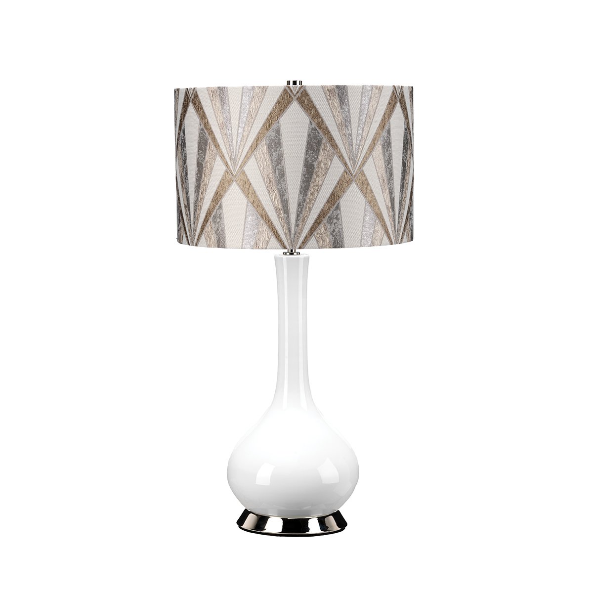 ElsteadMilo Lampada da Tavolo a 1 Luce - Nichel Lucido, Bianco, Argento
