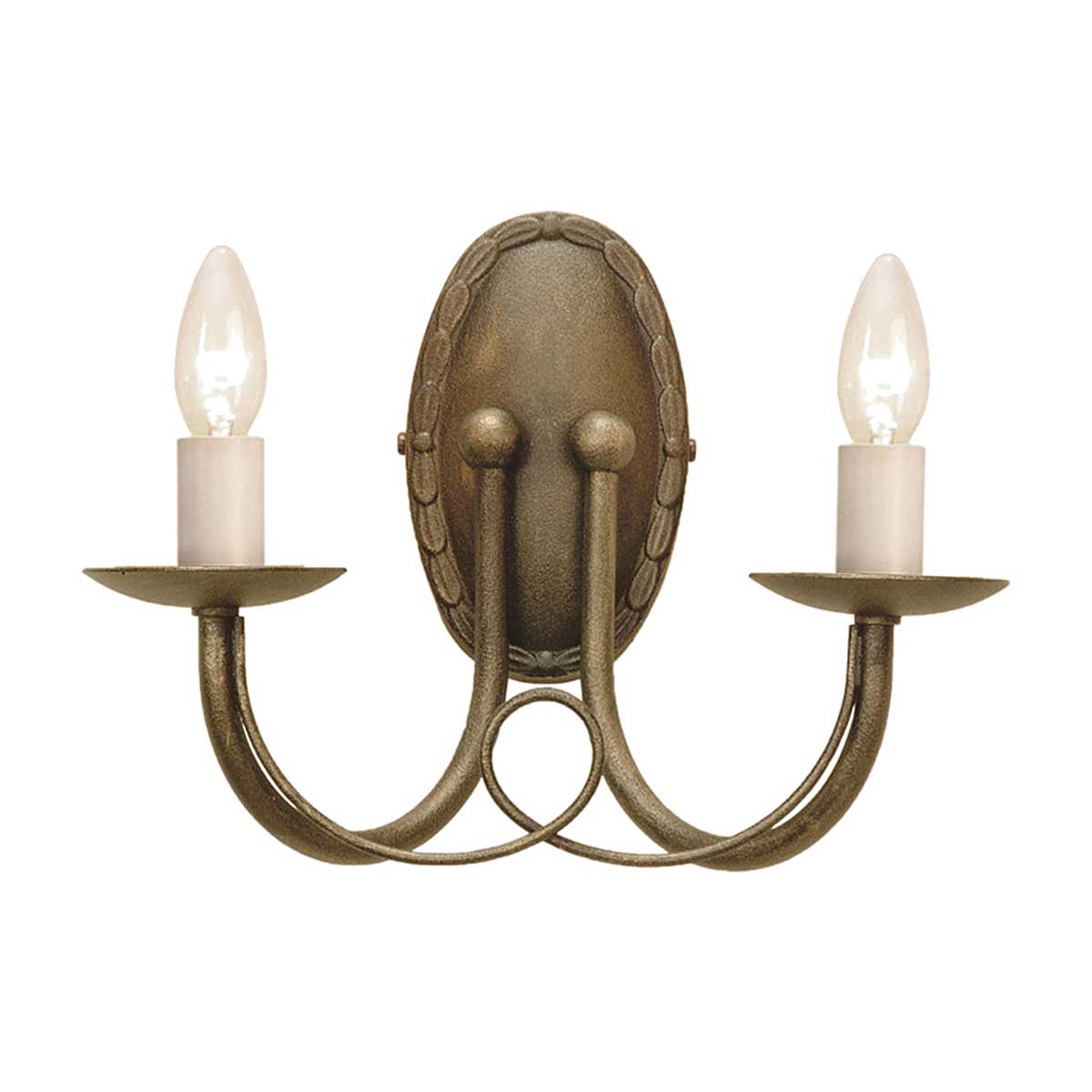 Elstead - MN2-BLK-GOLD - Applique da parete Minster a 2 luci - Nero/ Patina oro