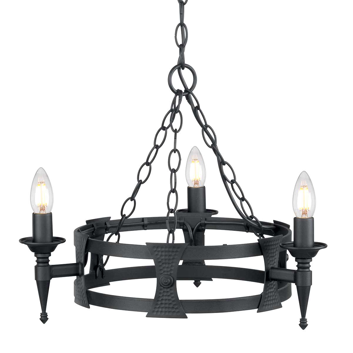 Elstead - SAX3-BLK - Lampadario Saxon a 3 luci - Nero
