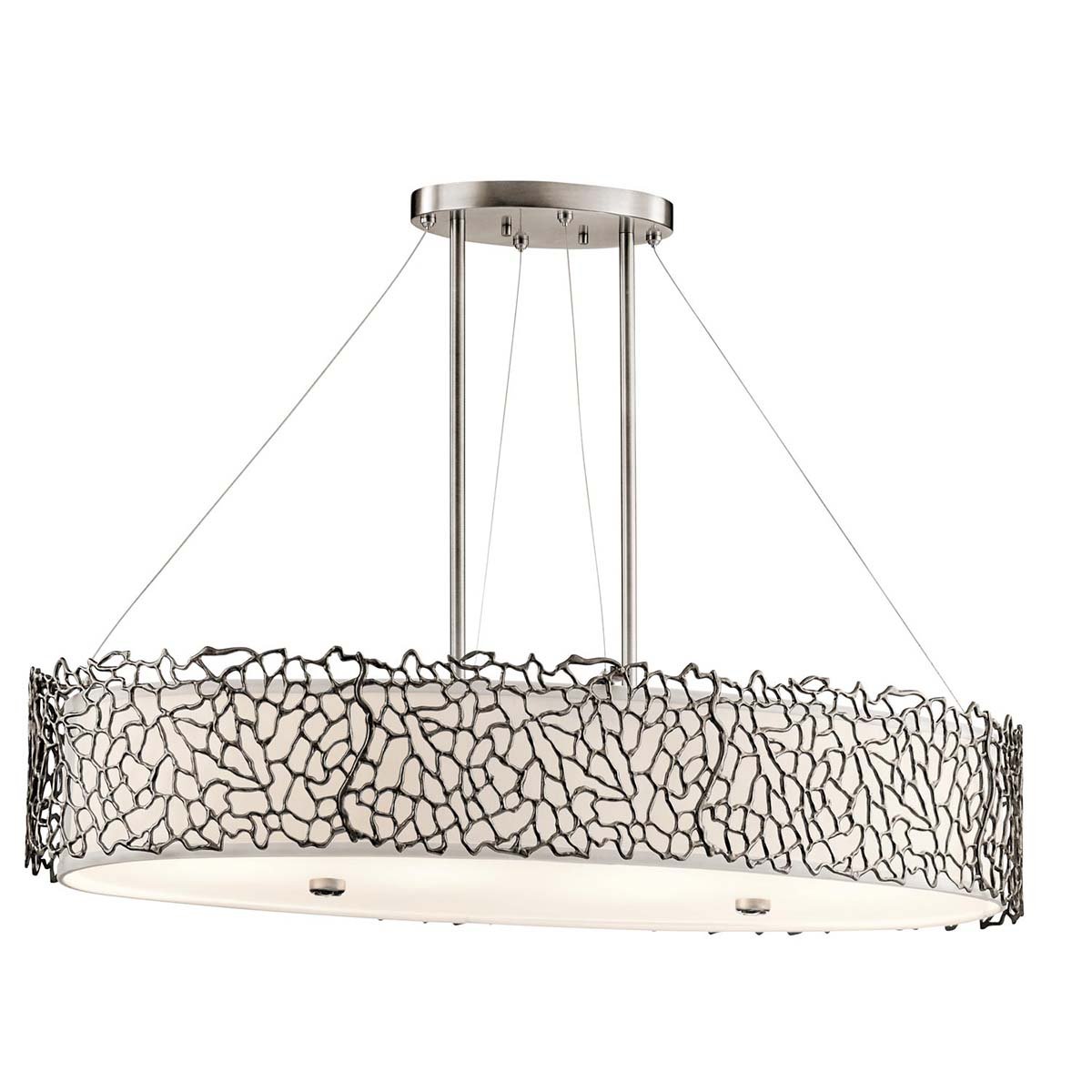 Elstead - KL-SILVER-CORAL-ISLE - Silver Coral 4 lampada a sospensione ovale leggera - Peltro classico