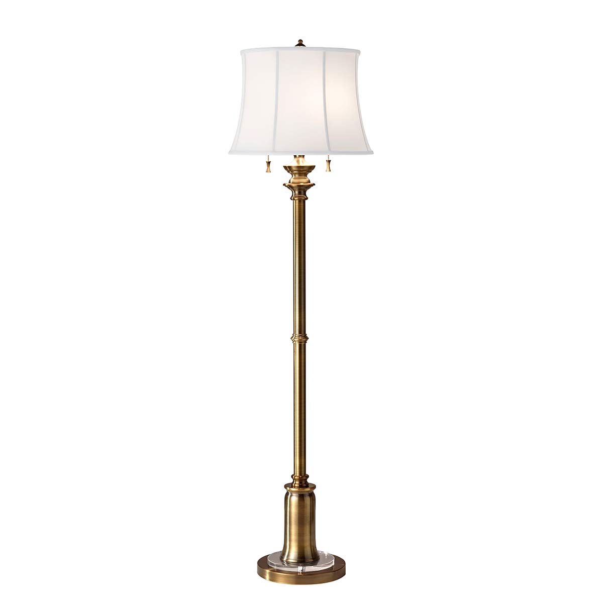 ElsteadStateroom 2 Light Stehleuchte - Bali Messing mit weißem Lampenschirm