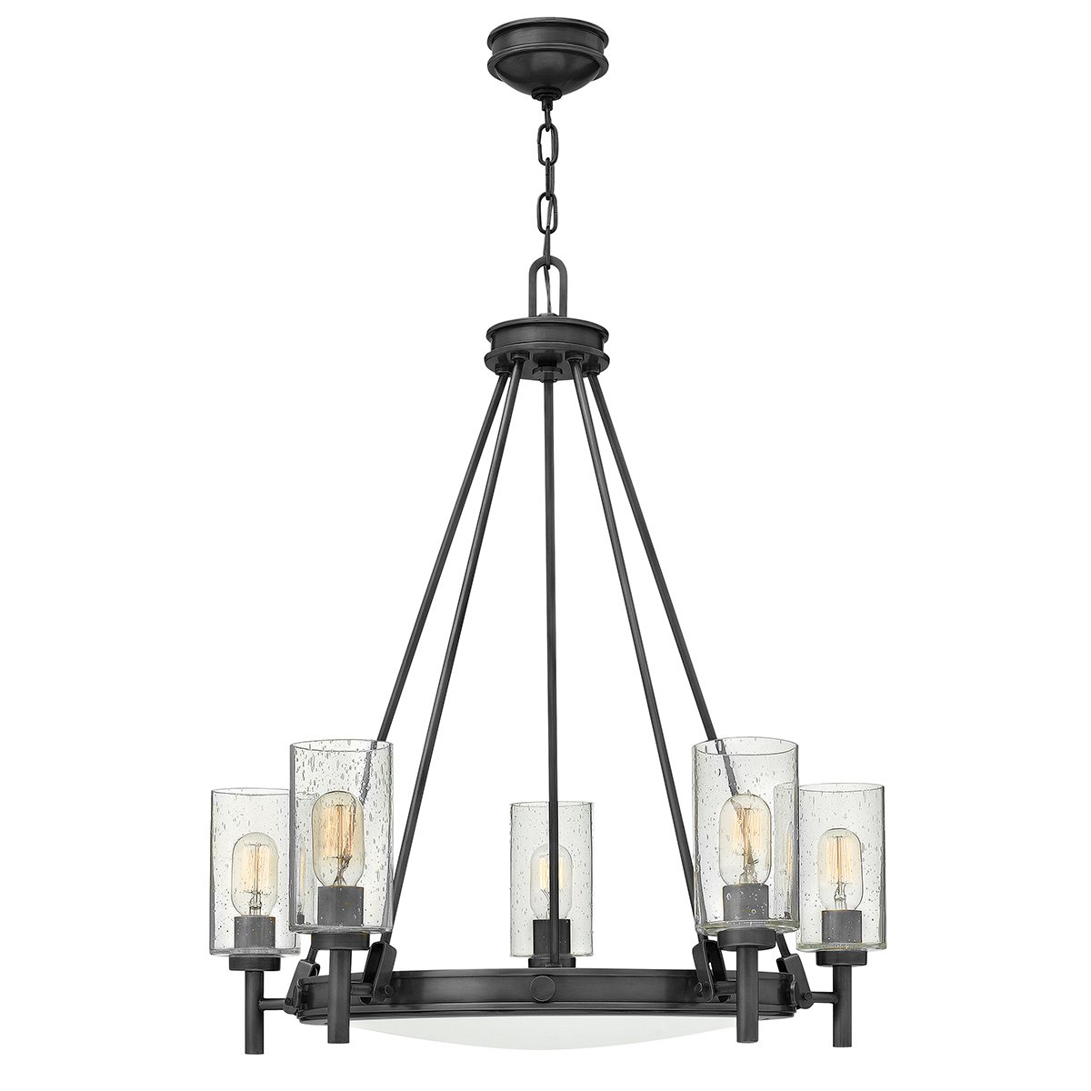 ElsteadCollier lampadario a 5 luci con vetro trasparente bordato sui bracci e vetro color crema al centro - Black Oxide