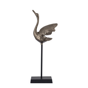 Joycee statua a forma di cigno in ottone fuso, alluminio, ali aperte