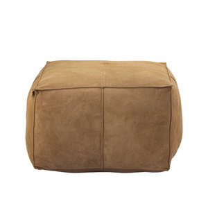 Marieke pouf quadrato in pelle scamosciata color cammello