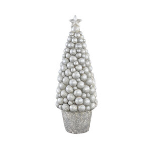 Natale albero di Natale a forma di pallina in cemento grigio in vaso M