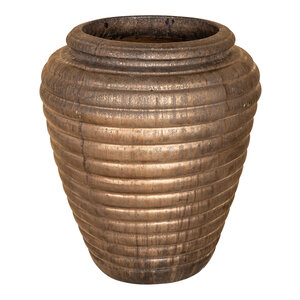 Jerzy vaso in ceramica bronzo a coste di forma rotonda piccolo
