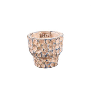 Liselot vaso rotondo marrone in cemento con motivo in rilievo XS