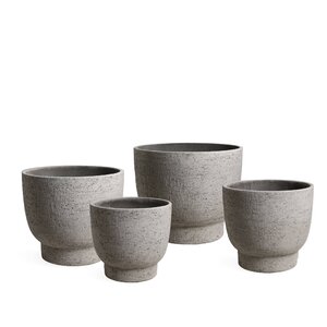 Pride Grey GRC vaso rotondo su piede, set da 4