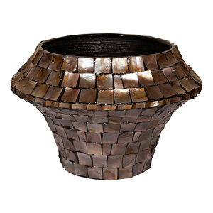 Daven Bronze Poly Shell Bambus Vaso da fiori rotondo basso L