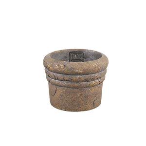 Helena Brown vaso in cemento rotondo finitura oro rustica S