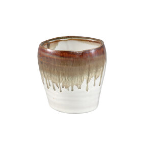 Arpit vaso rotondo in ceramica bianca marrone Ombre S