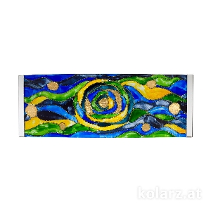 Applique EMOZIONE, Oro 24K, Aqua Blue larghezza 40 cm, altezza 20 cm, sporgenza 10 cm, 2 luci, G9, 25 W