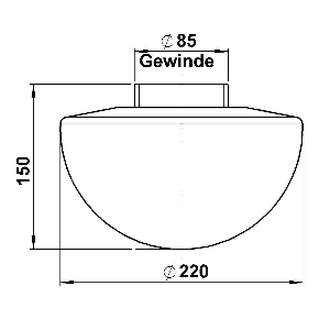 G 147, vetro opalino opaco, d = 220 mm