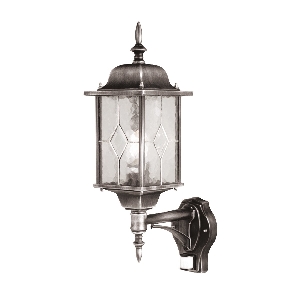 Wexford 1 Light Up Wandlaterne mit PIR - Schwarz/Silber von Elstead