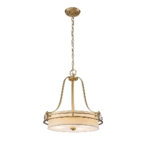 Gotham 4 Lampada a sospensione luminosa - Ottone spazzolato von Elstead