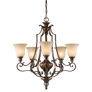 Kelham Hall 5 Light Up Light Kronleuchter - Firenze Gold/British Bronze von Elstead