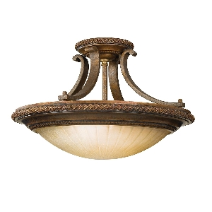 Kelham Hall 2 Light Semi-Flush Light - Firenze Gold/British Bronze von Elstead