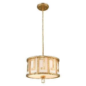 Lemuria 2 Light Medium Lampada a sospensione - Distressed Gold, paralume color avorio von Elstead