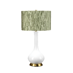 Milo Lampada da tavolo a 1 luce - Ottone anticato, Bianco, Verde von Elstead