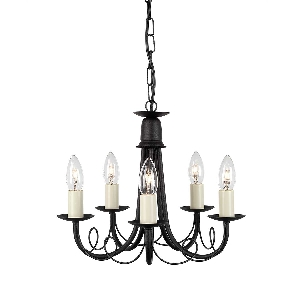 Lampadario Minster a 5 luci - Nero von Elstead