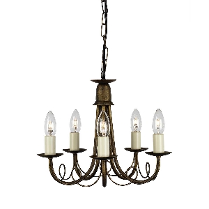 Lampadario Minster a 5 luci - Nero/Oro patinato von Elstead