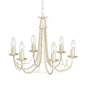 Lampadario Minster a 6 luci - Avorio/ Patina oro von Elstead