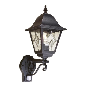Norfolk 1 Light Up Wall Lantern with PIR - Black von Elstead