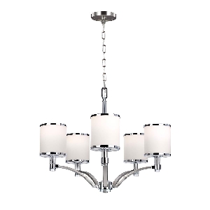 Prospect Park lampadario a 5 luci - Nichel satinato con cromo von Elstead