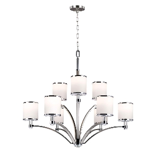 Prospect Park Lampadario a 9 luci - Nichel satinato con cromo von Elstead