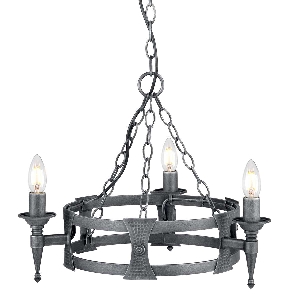 Saxon lampadario a 3 luci - Nero/Argento Patinato von Elstead