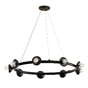 Palta lampadario a 9 luci - Nero satinato von Elstead