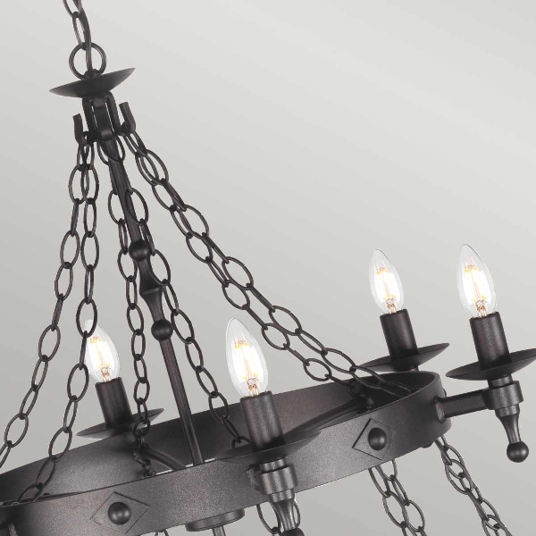 Warwick lampadario a 18 luci - Nero grafite der Firma Elstead