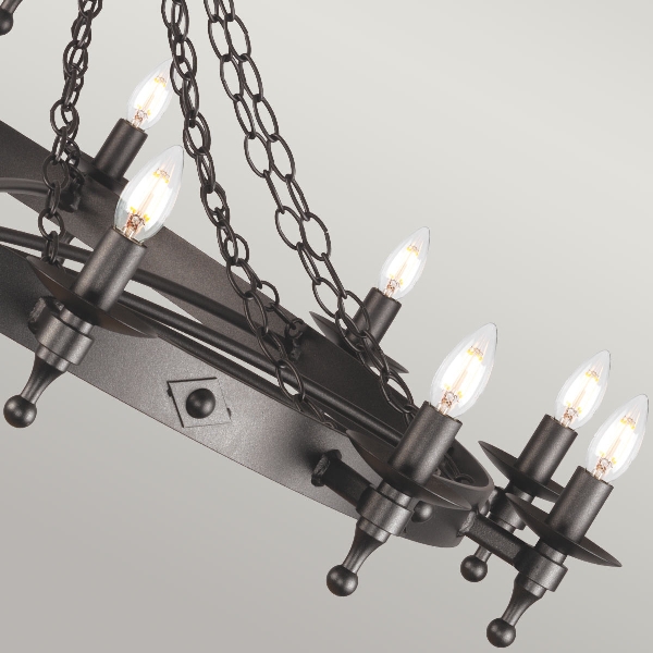 Warwick lampadario a 12 luci - nero grafite der Firma Elstead