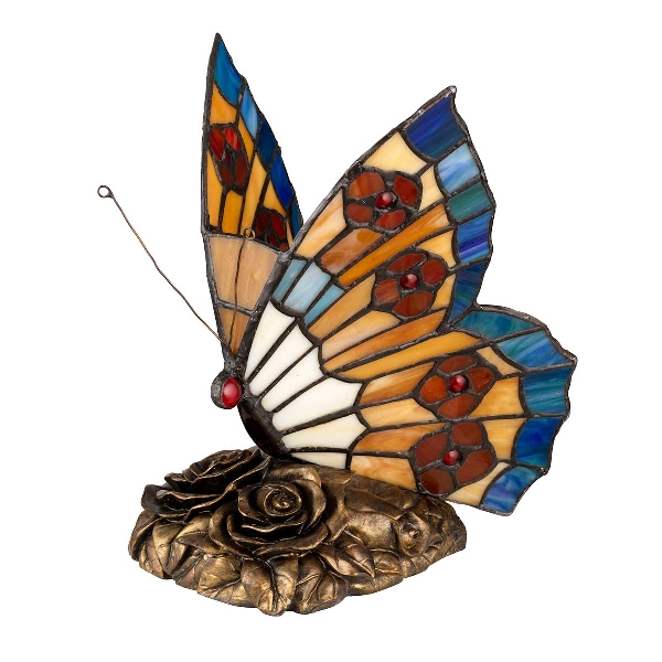 Tiffany Animal Lamps Lampada Farfalla Arancione - Bronzo architettonico der Firma Elstead